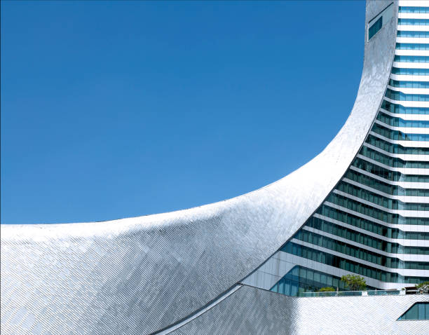 istock modern building with a long descending curve 2199835648