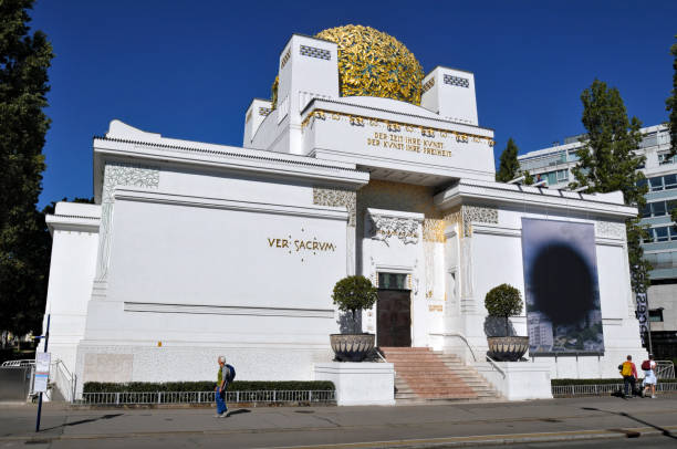 Vienna, Austria, Oct. 2, 2023: The landmark Secession Building in Vienna, completed in 1898, is an exhibition hall for contemporary art.