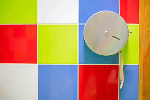 Grid tile flooring in public restrooms