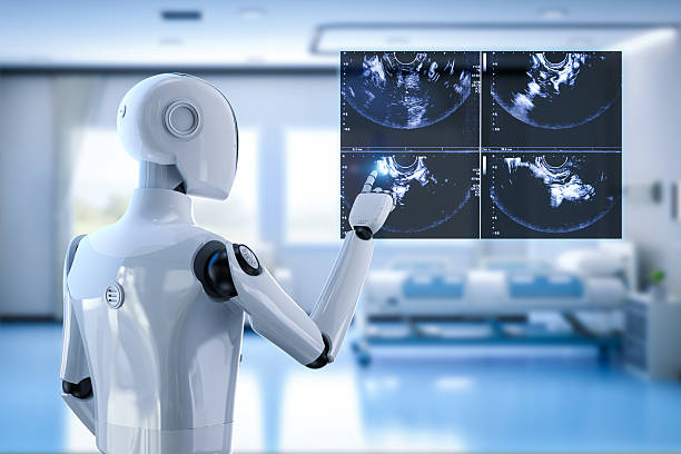 Medical technology concept with robot interpret ultrasound output