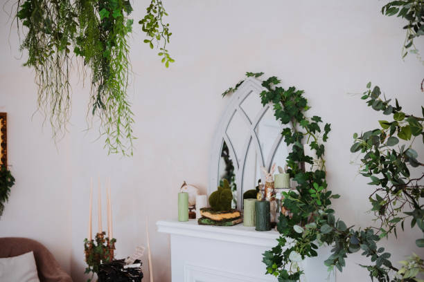istock Elegant indoor decor with greenery and natural elements in a cozy setting 2199877431