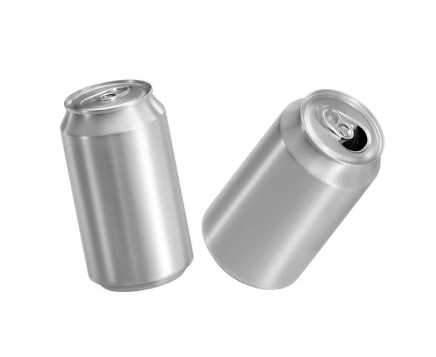 istock Closed and opened aluminium cans, isolated on white background 2199884333