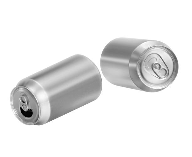 istock Closed and opened aluminium cans, isolated on white background 2199884335