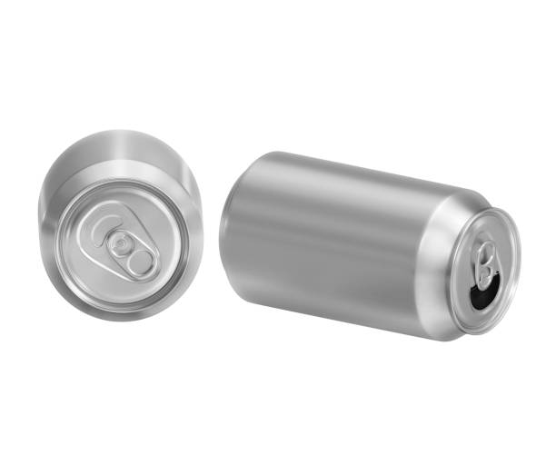 istock Closed and opened aluminium cans, isolated on white background 2199884347
