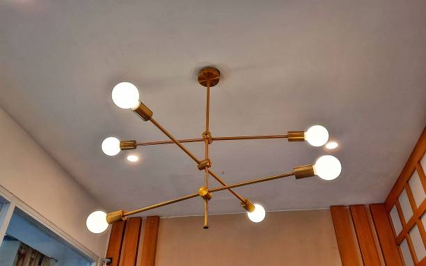istock Six light bulbs set in a gold iron frame. Decorative or interior lights to beautify the room. 2199900865
