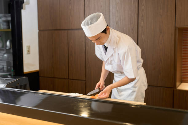 Japanese chef cooking in the kitchen