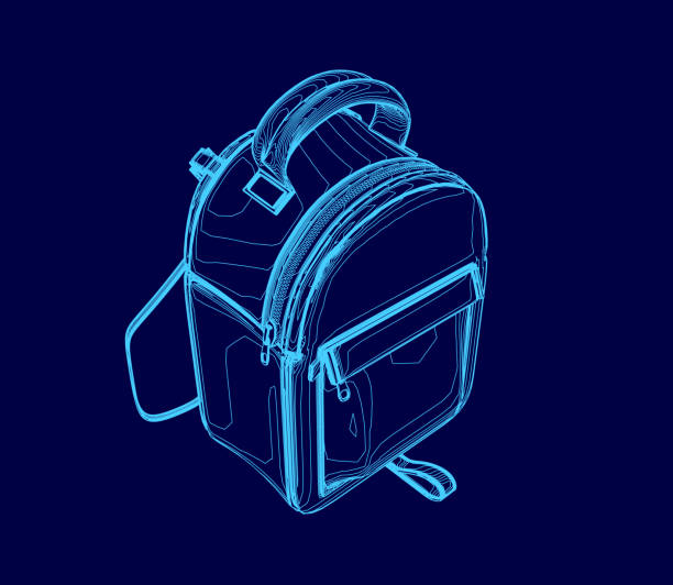 istock A blue black image of a camera bag with a strap. The bag is designed to be a small, compact case for a camera 2199904386