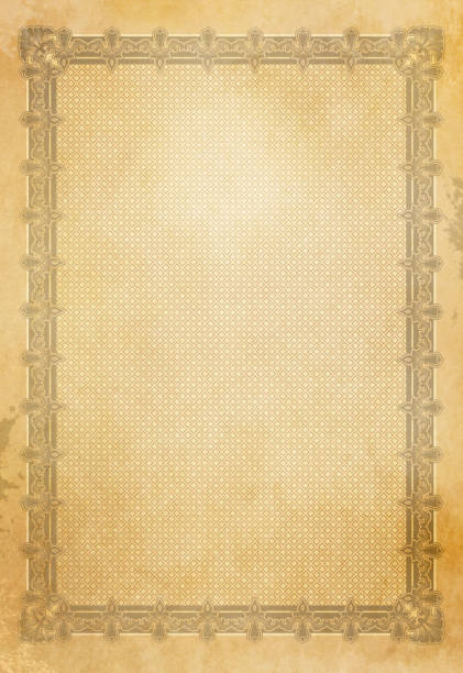 Grunge yellow paper background with vintage frame and copy space for text or image design.