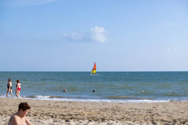 Nice, France - July 2, 2014: Yachts and sailboats off the shores of Nice, a vibrant Mediterranean city on the French Riviera.