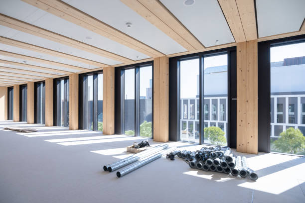 construction site of a sustainable Timber-concrete composite office building