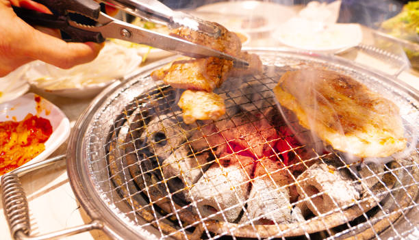 istock Meat is grilled on coals in Korean style 2199924496