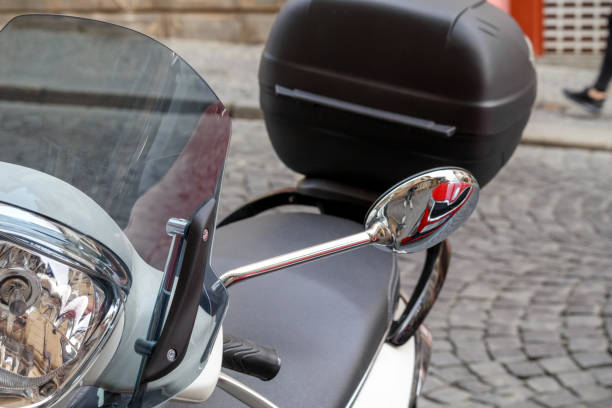 istock .scooter seat with backrest and luggage compartment. 2199924780