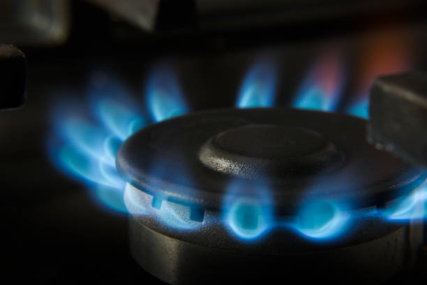 Frying pan on gas stove