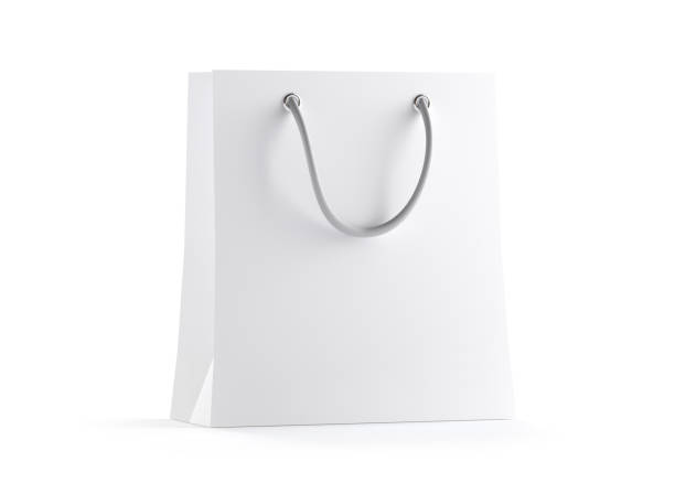 White shopping bag template isolated on white background