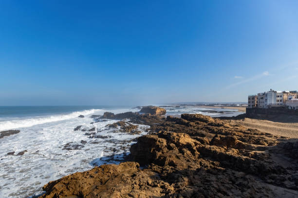 istock Atlantic ocean view with big waves and cliffs from Essaouira town Morocco 2199933978