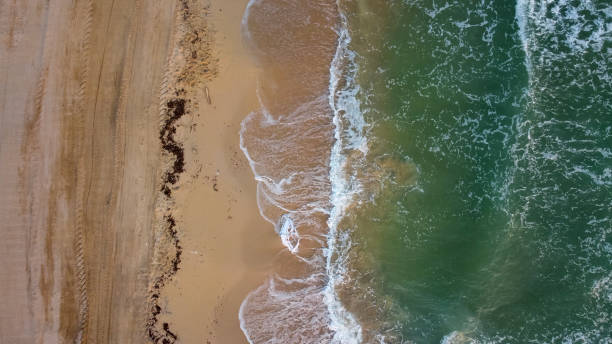 istock Top down view coastline, beach and mediterranean sea 2199937136