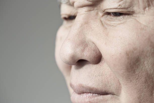 Close up of the senior man face