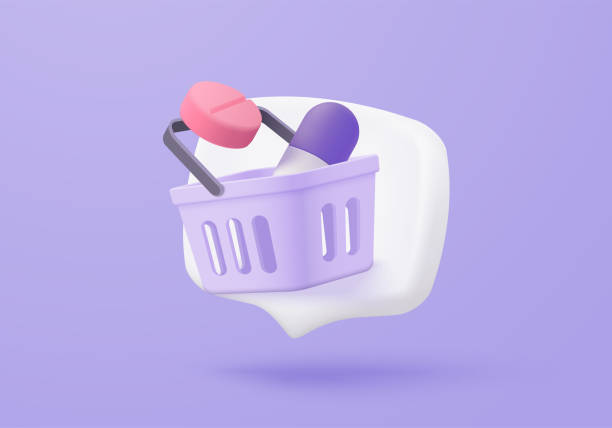 istock 3d online pharmacy with first aid kit and medical equipment. Medicine ordering with mobile phone and shopping bag concept of healthcare. 3d drug store and e-commerce icon vector render illustration 2199942159