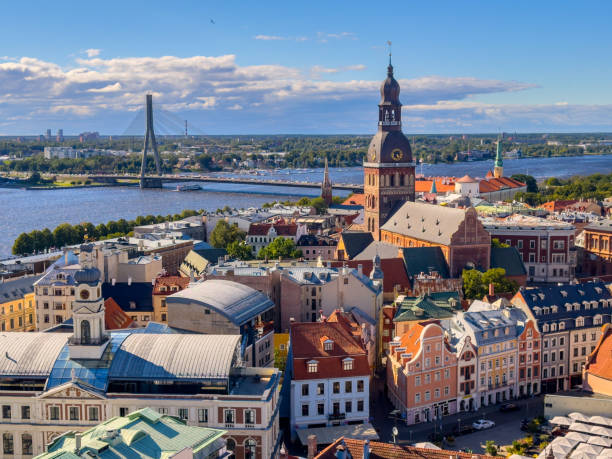 istock The old town of Riga with the river. 2199943219