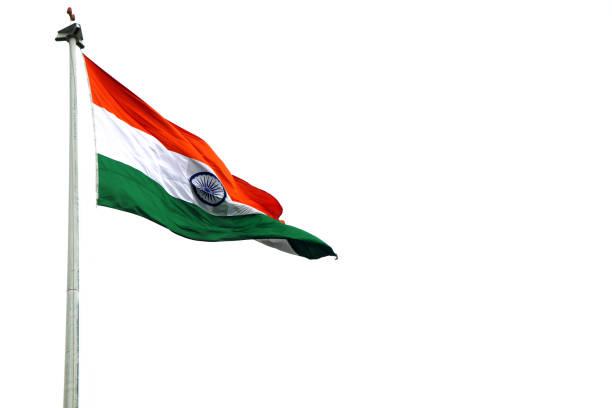 istock India flag flying high with pride in blue sky, India flag fluttering. 2199946362