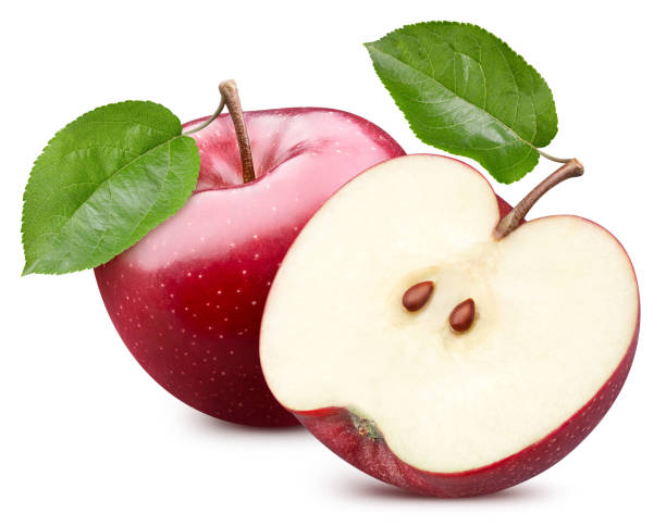 istock Fresh organic apple with leaves isolated 2199949453
