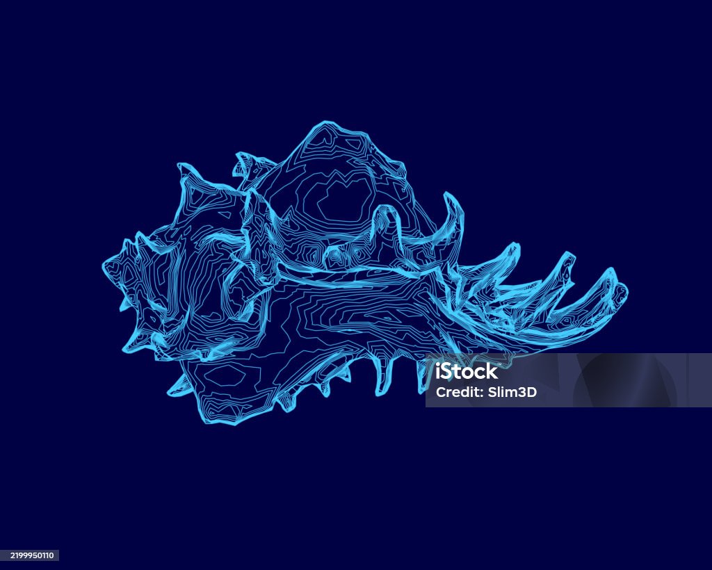 Blue Shell Design A Blue Shell With A Blue Background The Shell Is Drawn In A Stylized ...