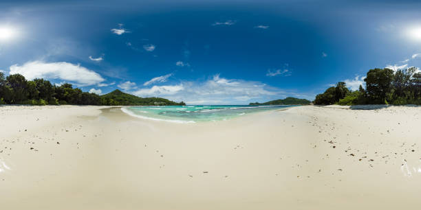istock Tropical sandy beach and blue sea. Seychelles, Mahe. 2199954144