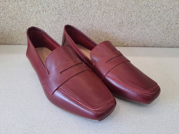 istock Red leather moccasin shoe 2199957382