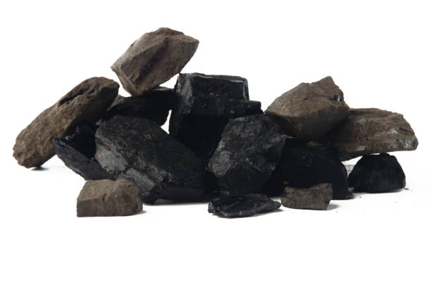 istock Pile of Dark Coal Rocks on a White Background 2199959661