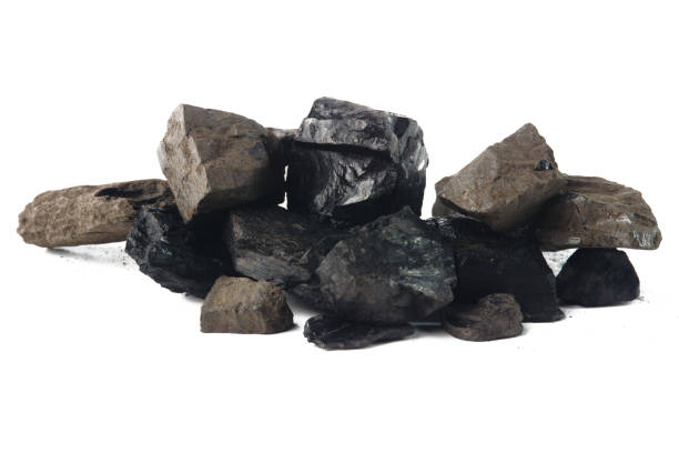 istock Pile of Dark Coal Rocks on a White Background 2199959676
