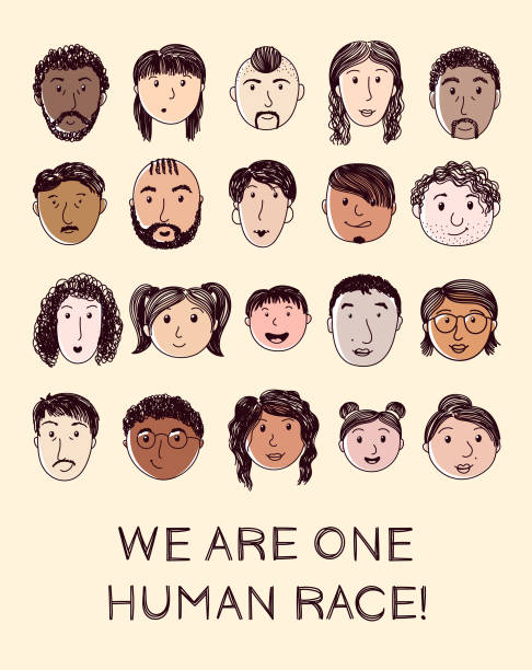 istock Poster we are all one human race with smiling people. Vector illustration. 2199961534