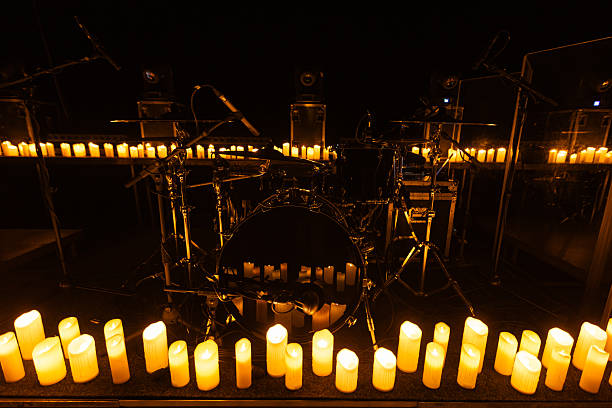 istock drum kit on concert stage with candles 2199965610