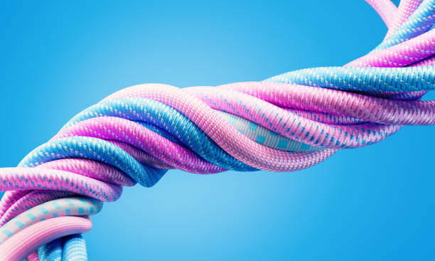 istock Colorful Paracords Forming A Transgender Pride Flag On Blue Background - Diversity  And Transgender Pride Concept 2199965624