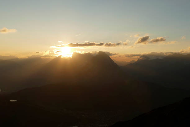 Panoramic view Hohe Munde  from Nordlinger hut on Karwendel Hohenweg, Austria in autumn