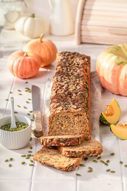 istock Hot pumpkin bread for healthy and fit breakfast. 2199971404