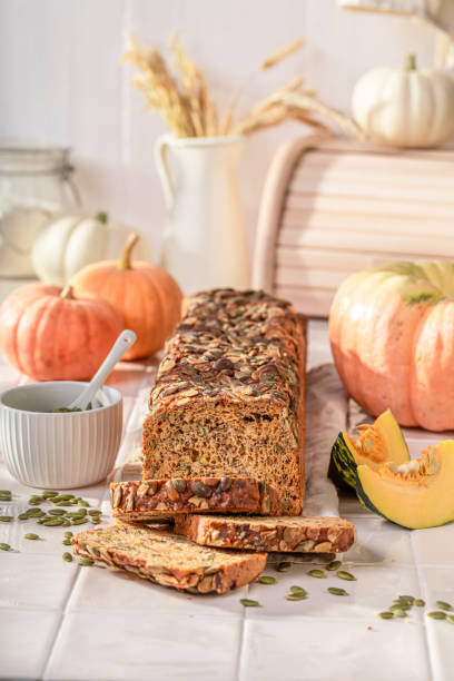 istock Healthy pumpkin bread made of squash seeds. 2199971447