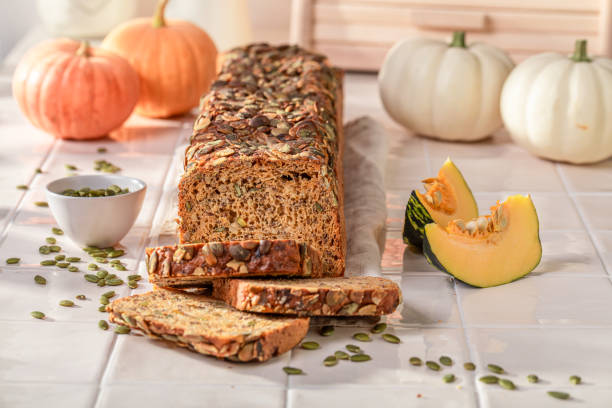 istock Homemade pumpkin bread for Halloween as holiday bread. 2199971991
