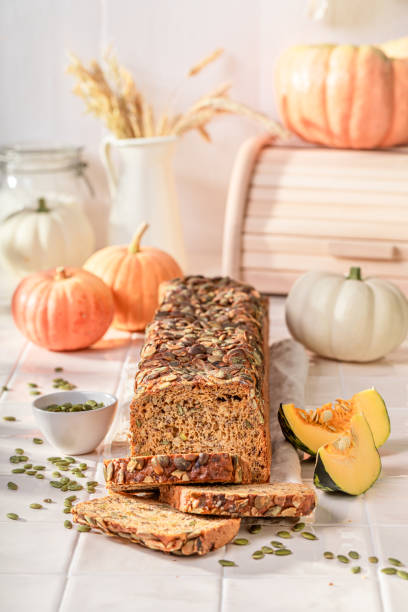 istock Homemade pumpkin bread made of squash seeds. 2199972026