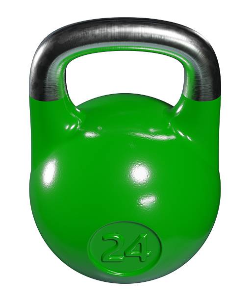 istock Olympic kettlebell, heavy cast iron powerlifting equipment with number 24 2199972816