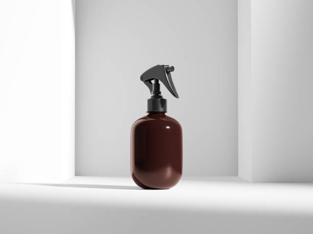 istock amber glass Trigger spray bottle mockup, round cylindrical PET plastic sprayer packaging, perfume atomizer bottle, water mist dispensor mockup, UV protective spray bottle isolate on clean background 2199978044