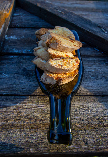 homemade Italian biscotti biscuits with dried apricots and almonds.