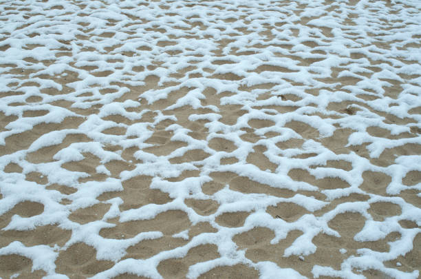 Close up of snow and sand