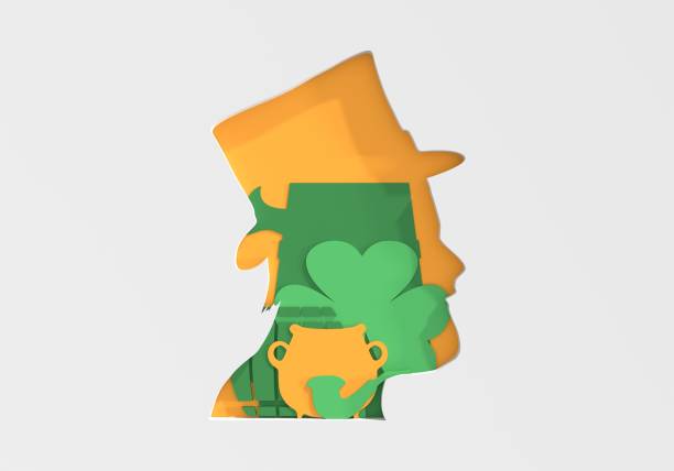 Smiling woman in green attire with leprechaun hat against a clover backdrop