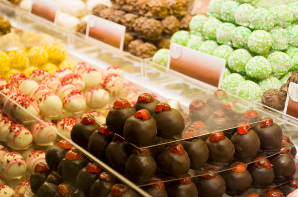 istock Large counter with an assortment of marzipans  in Budapest. 2199988684