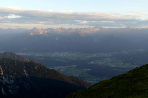 Panoramic view from Nordlinger hut on Karwendel Hohenweg, Austria in autumn