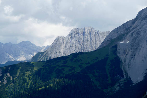 Mountain panorama at Karwendel Hohenweg, Austria in autumn