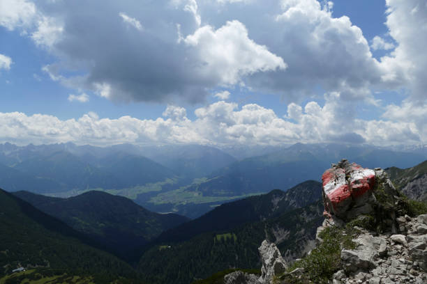 Mountain panorama at Karwendel Hohenweg, Austria in autumn