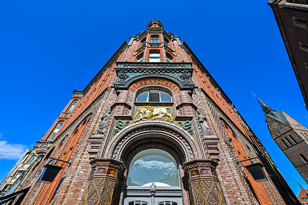 Hanover, Germany - Jul 12, 2023: Historic Raths Apotheke in Hanover. Pharmacy Landmark in Decorated Building in Hannover, Germany.