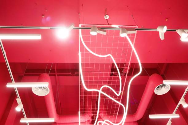 istock Explore the Stylish Neon and Modern Lighting that Enhances a Contemporary Space Atmosphere 2199998344