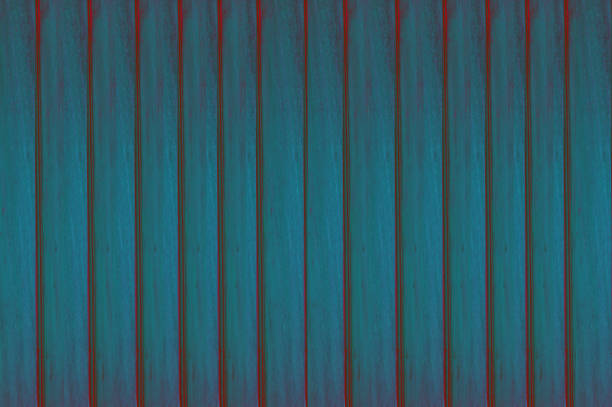 Wooden background with vertical stripes in blue and red colors. 3d illustration